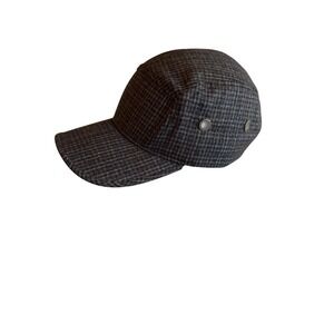 Vintage Style Original Adjustable Polyester Cap In Gray & Black Checkered